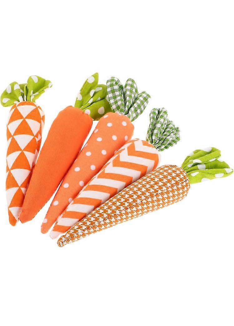 Set of 3 Orange Linen Burlap Faux Carrots with Green Felt Stems for Rustic Easter Bowl Filler and Spring Home Decor