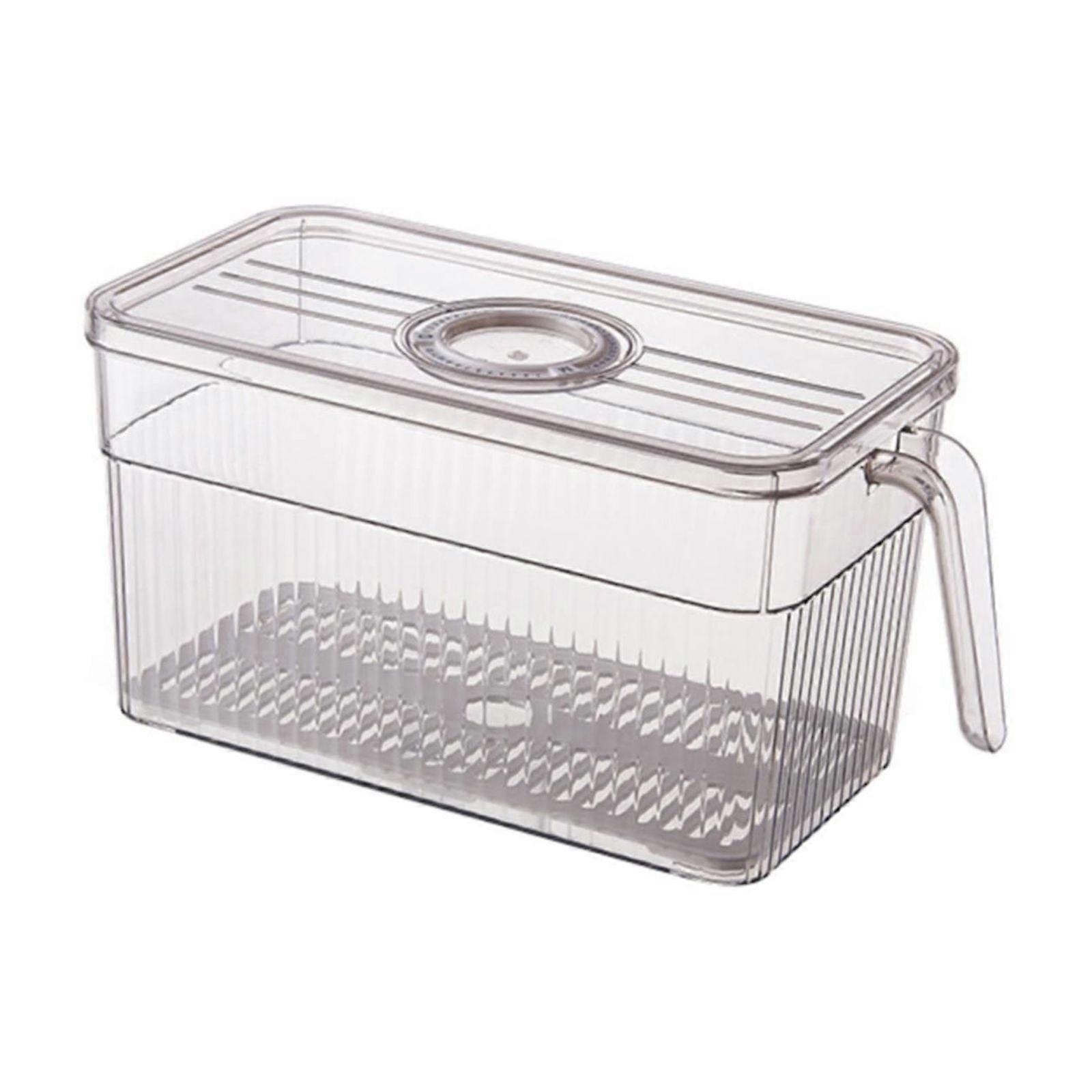 Begine Freshness Protection Package, Clear Stackable Airtight Fridge Storage Basket with Handle, Compatible with Kitchen Counter Bread Box, 1X