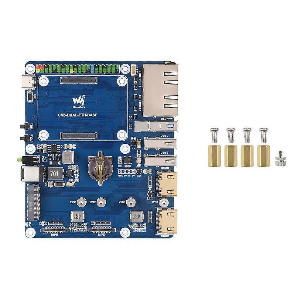 Waveshare for Raspberry Pi CM5 Gigabit/2.5G Dual Ethernet Expansion Board with RJ45 Dual 4K Output Support M.2 NVMe SSD