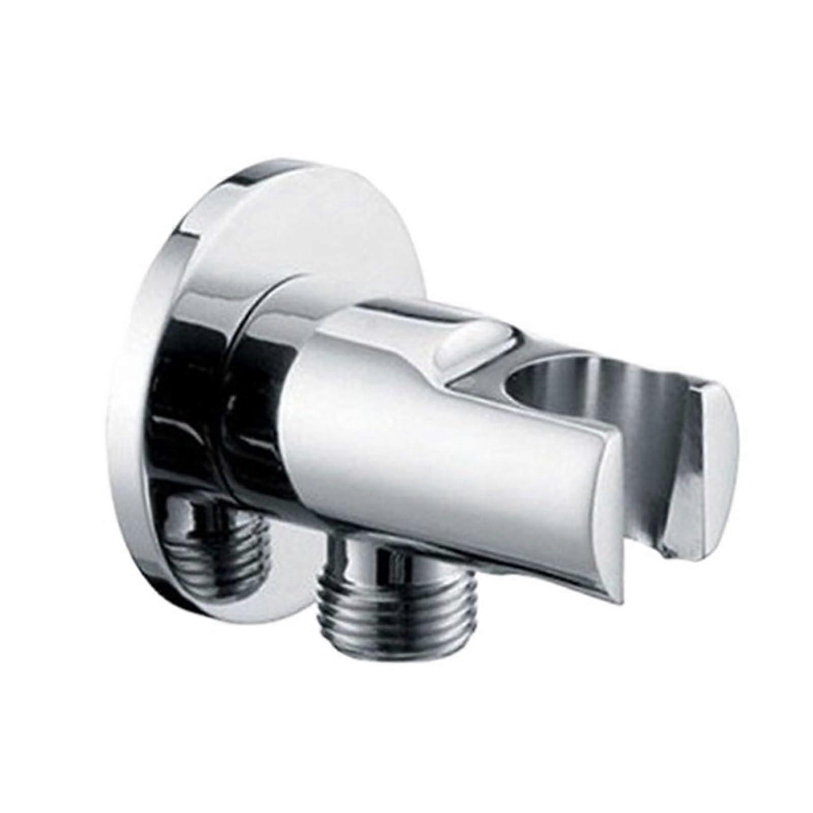 Brass Wall Mounted Handheld Shower Holder with Hose Connector and Angle Valve, Chrome 6