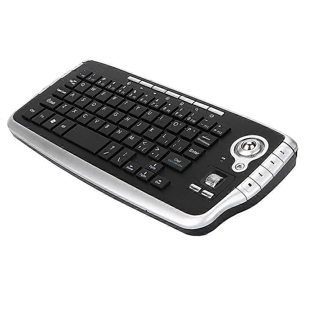 2.4GHz Wireless Keyboard with Trackball Mouse Scroll Wheel Remote Control for Android TV BOX Smart TV PC Notebook Silver