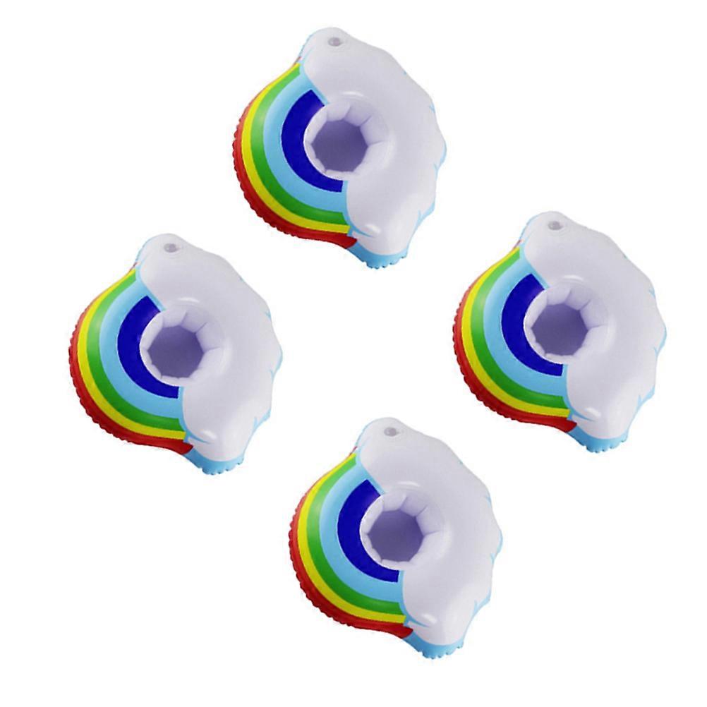 4pcs Inflatable Floating Rainbow Drink Holder Swimming Pool Float Coasters