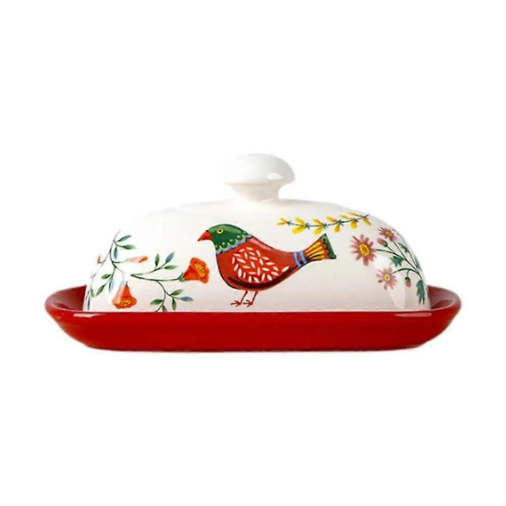 Porcelain Butter Dish with Lid Keeps Butter Fresh Elegant Gold Handle Fits Multiple Sizes