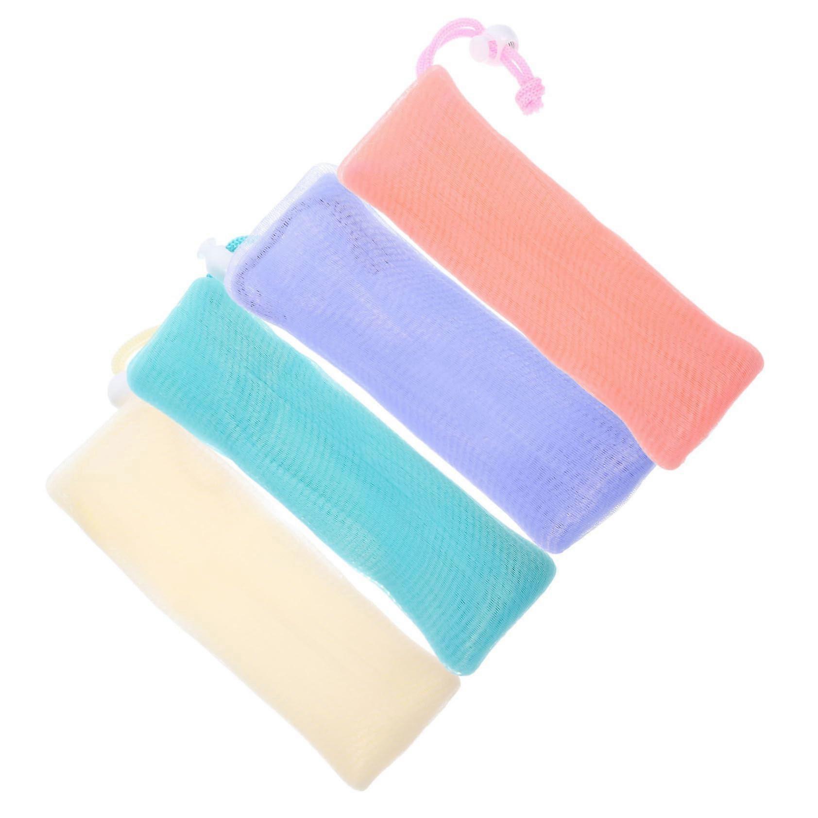 4Pcs Mesh Soap Bag Soap Saver Pouch with Drawstring for Quick Drying and Gentle Skin Exfoliation