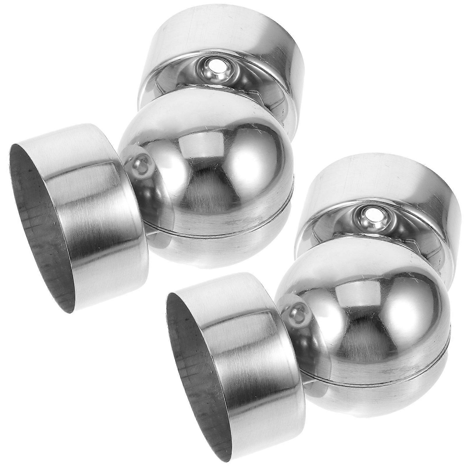 Round Handrail Connector Stainless Steel Extension Fitting 6Pcs Silver
