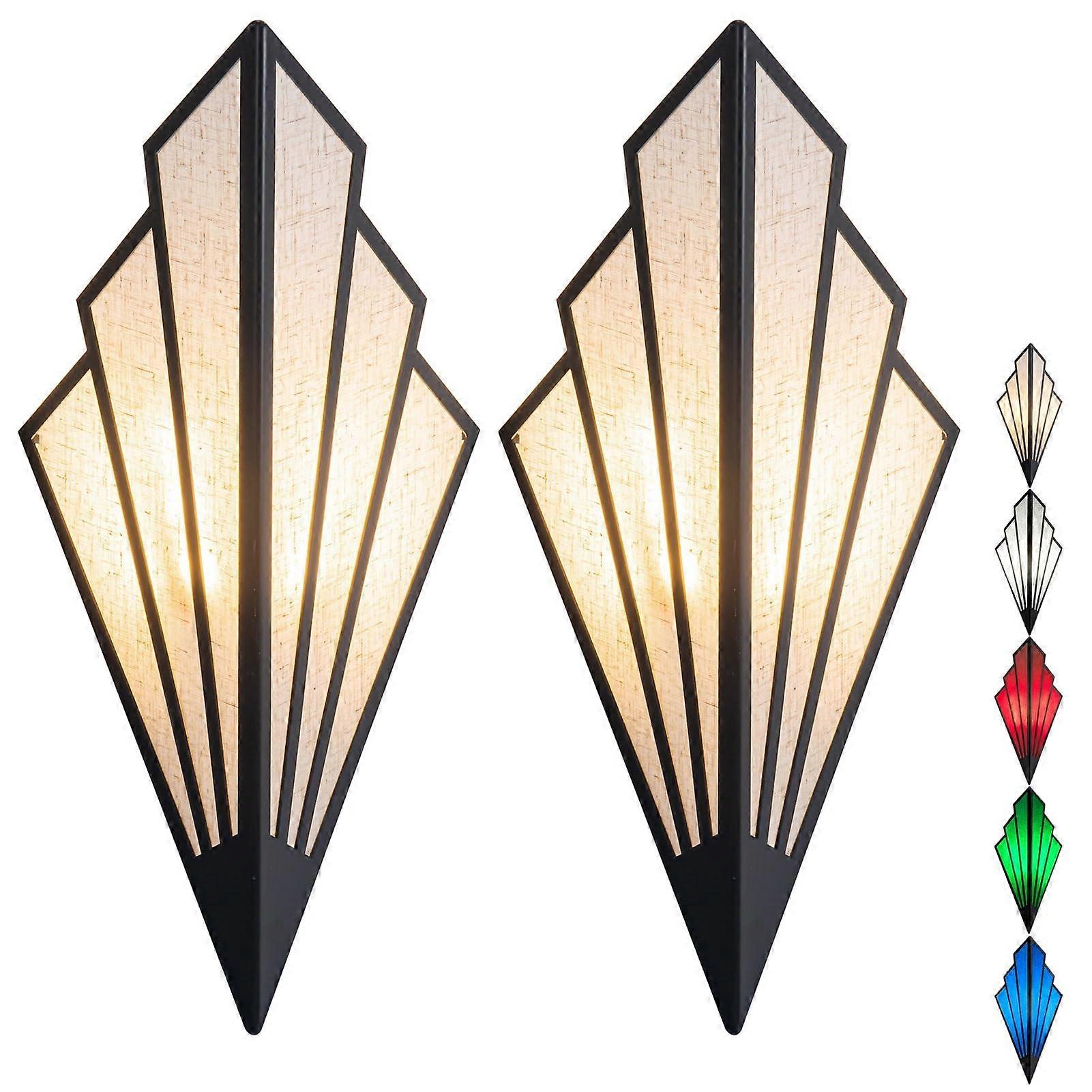 Battery Operated Wall Sconce Set of 2 with Remote, MultiColor Wireless Lamp for Bedroom Black