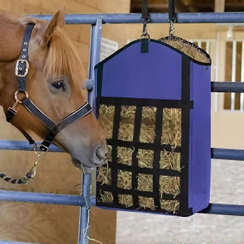1pc Durable Polyester Horse Hay Bag with Clear View Mesh Grid - Purple, Ideal for Horses, Goats, and Cattle Feeding in Stables o