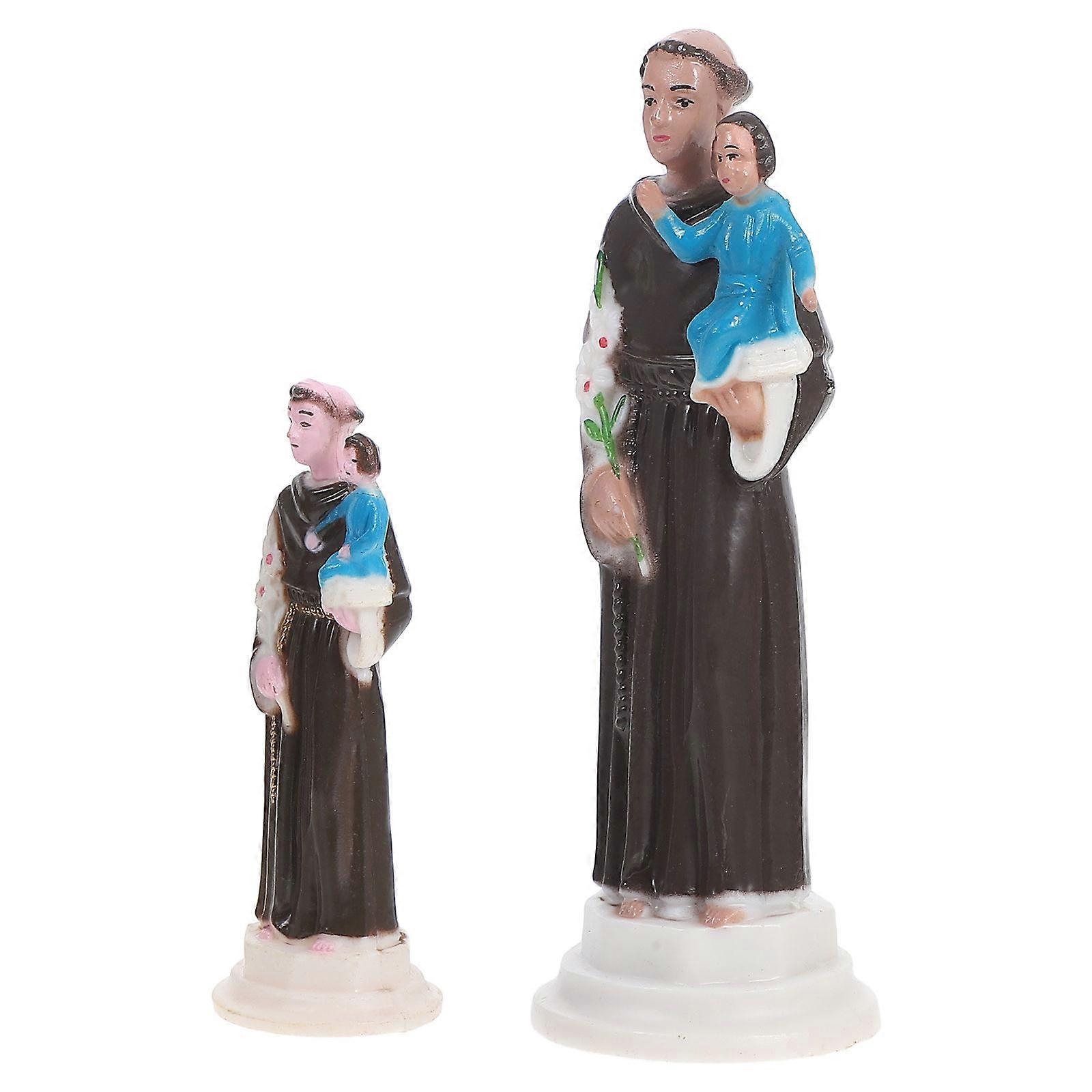 Catholic Religious Figurine Saint Anthony Statue for Desktop 2Pcs