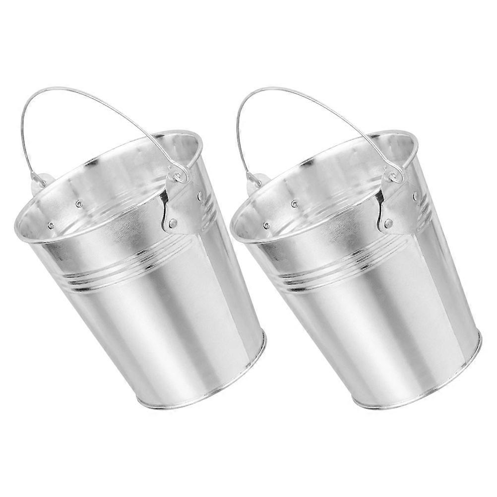 Outdoor BBQ Drip Bucket Set Silver Galvanized Iron Sheet for Home Use 2Pcs