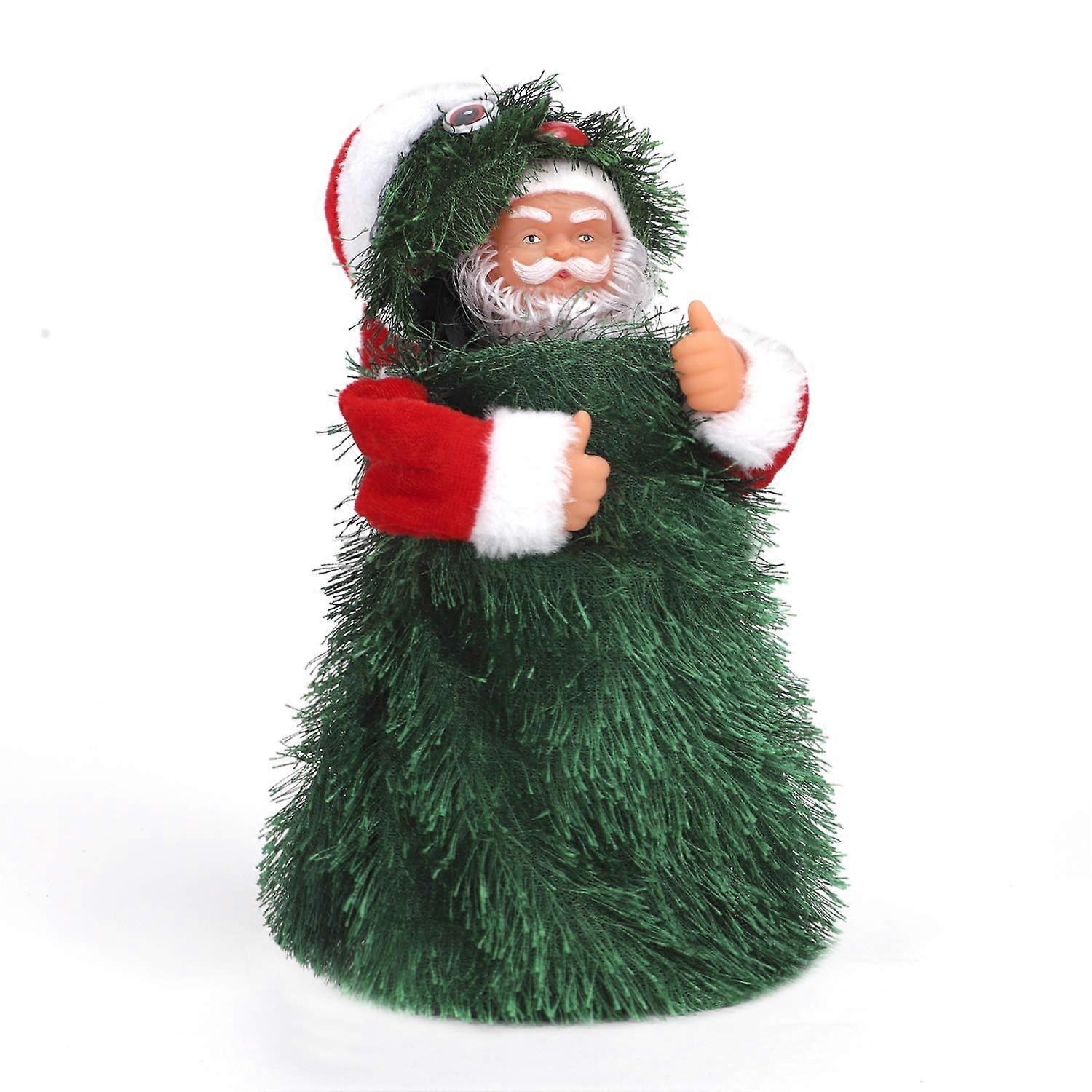 Christmas Tree with Santa Claus, Rotating Musical Lights, Battery Powered 2 in 1 Festive Décor