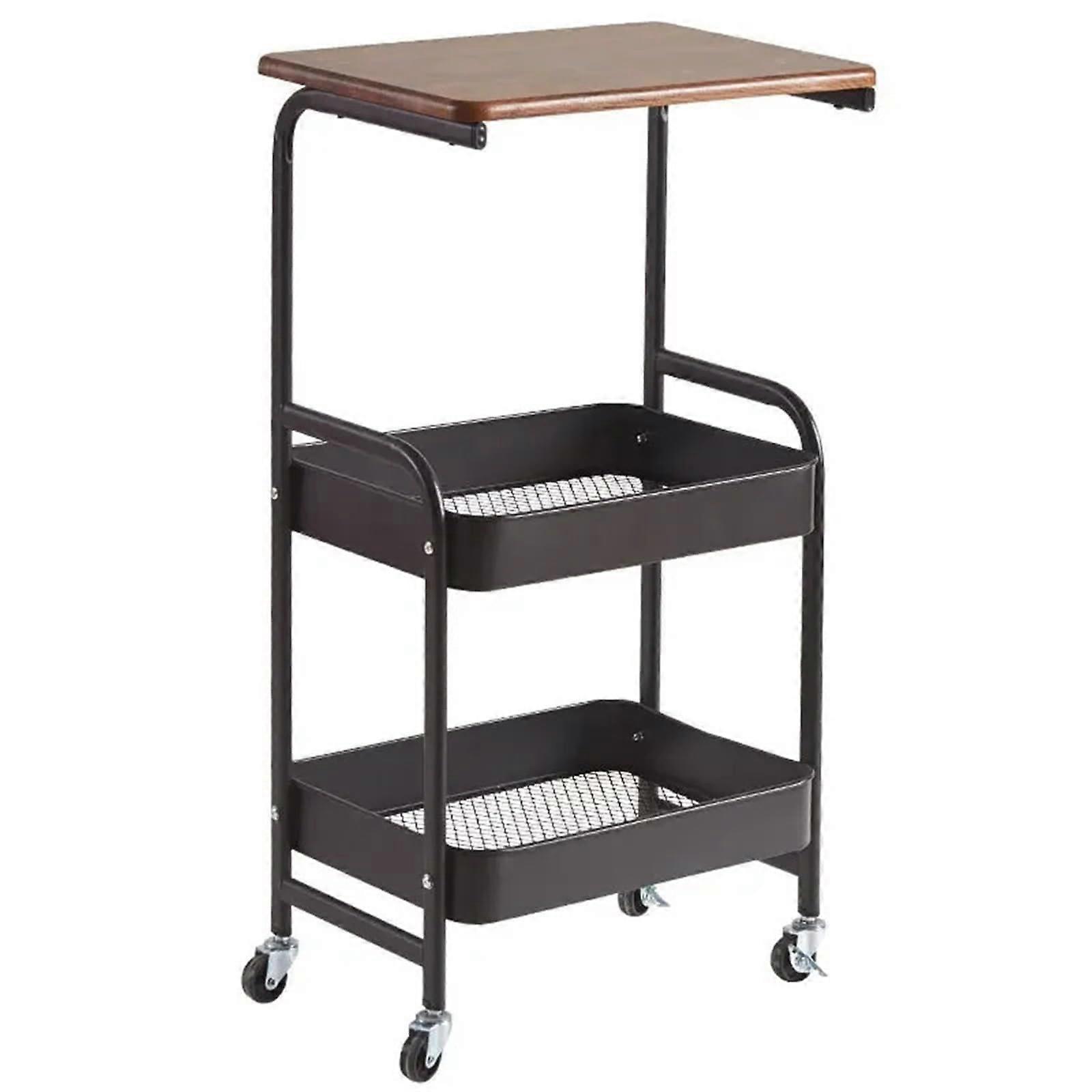 Slim Rolling Storage Cart, Waterproof Rustproof 3Tier Trolley with Wheels for Kitchen Bathroom Office
