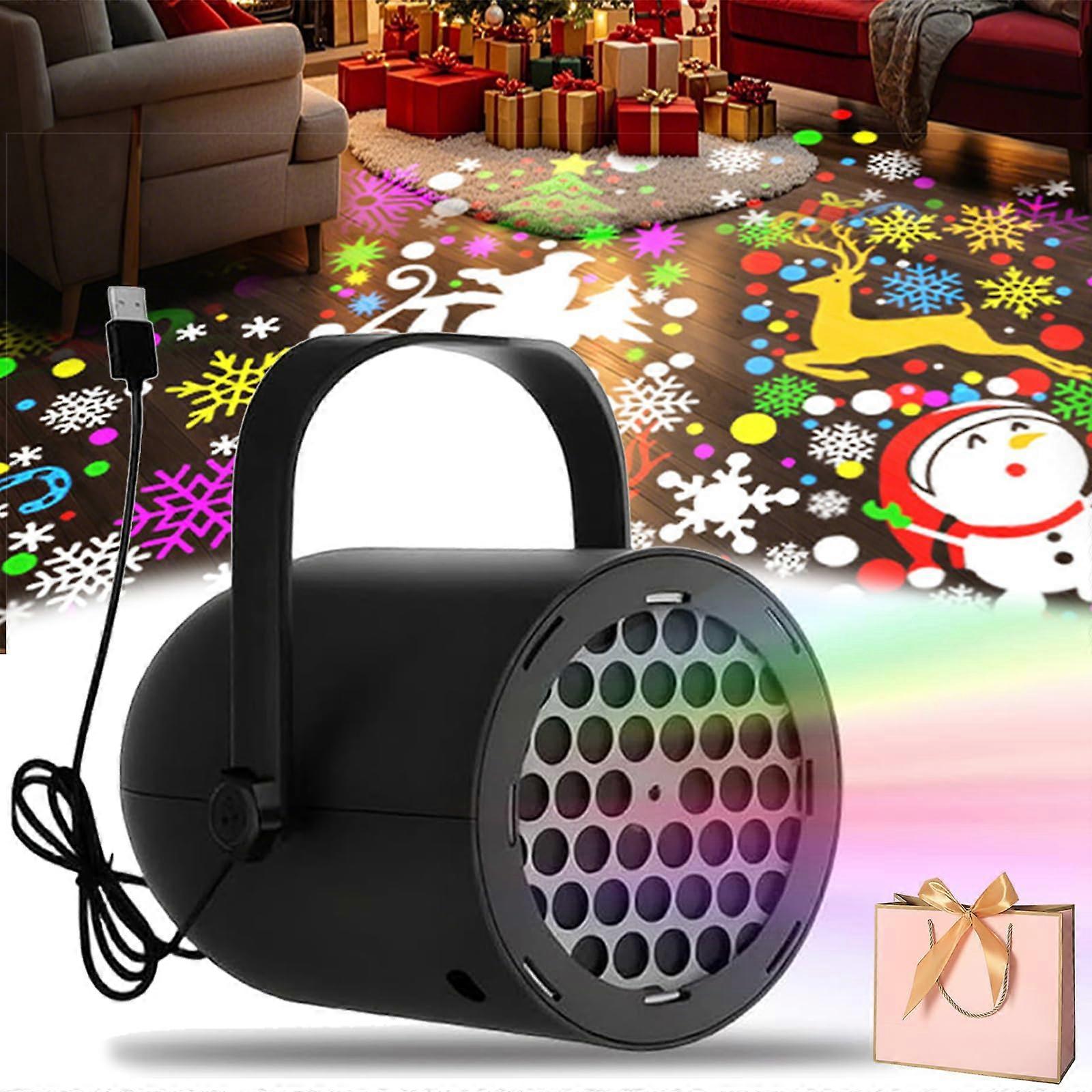 LED Christmas Projector Lights with 16 Holiday Patterns, USB Powered Indoor Outdoor Snowflake Lamp
