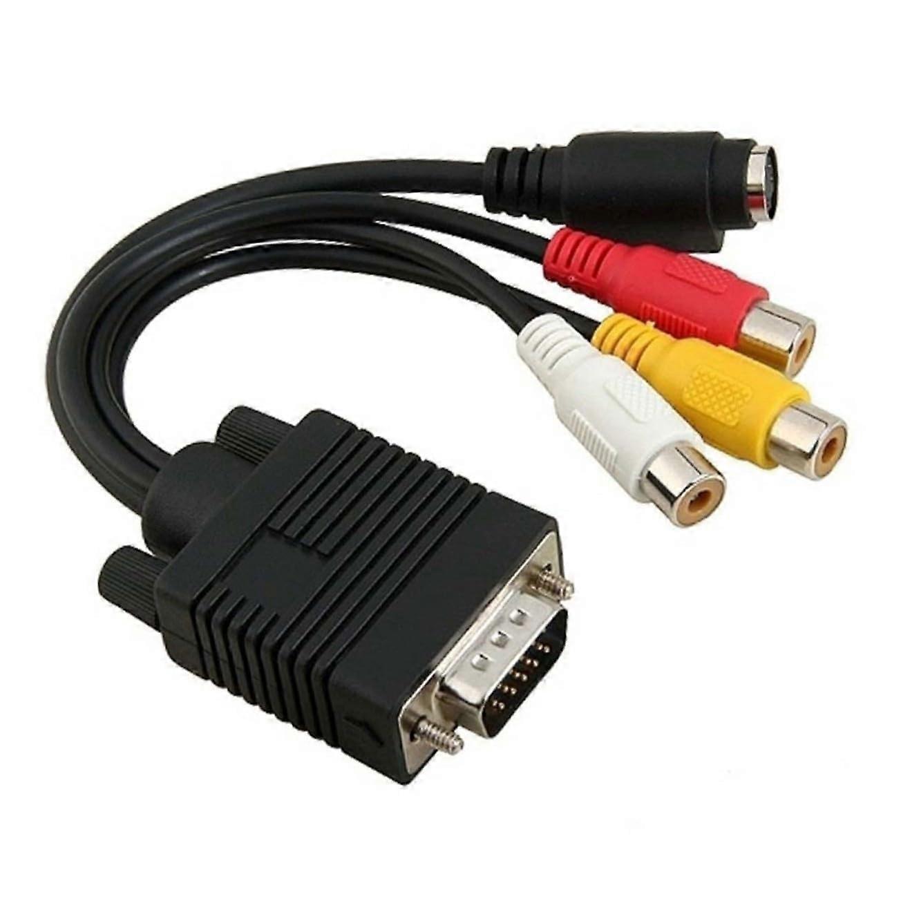 VGA to Converter Cable With SVideo Mini Jack Output, Pure Copper PVC Black Cable for Laptops and Desktops TVOut