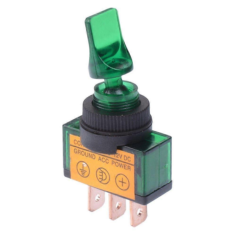 Green 12V SPST Toggle Switch with Illuminated On-Off Function, 20A Heavy Duty Electrical Control, Waterproof Design
