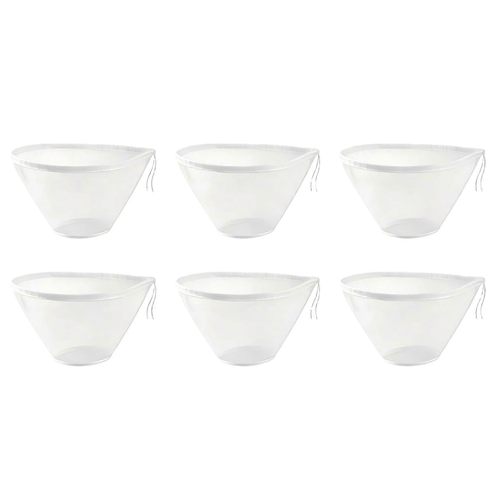 6 Pack Reusable Straining Bags for Nut Milk and Juice with Wide Opening and Waterproof Lining