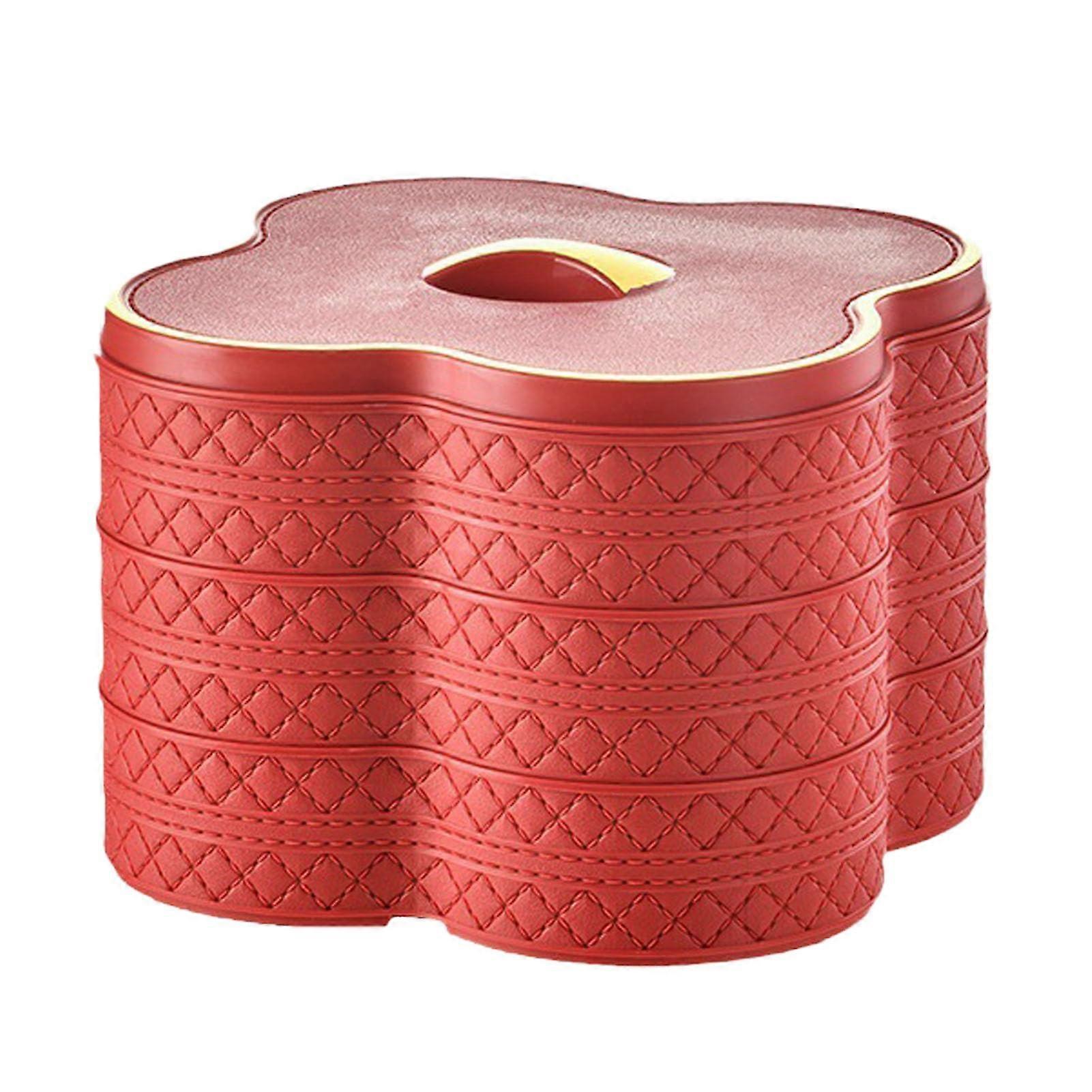 PU Leather Multi Layer Snack Box with Lid, Elegant Three Tier Organizer for Nuts Candy Fruits