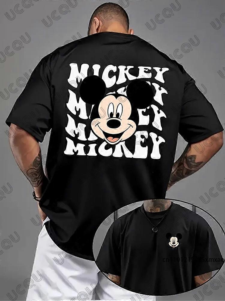 T-shirt manches courtes col rond pour homme, estival et d��contract��, surdimensionn��, en coton, imprim�� Disney Mickey Mouse, 2026