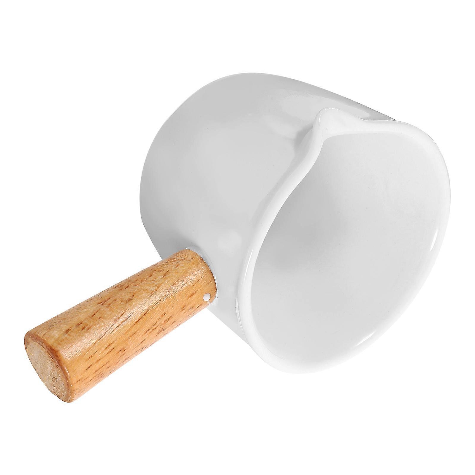 White Ceramic Cup for Coffee Milk Measuring Small Pitcher with Handle