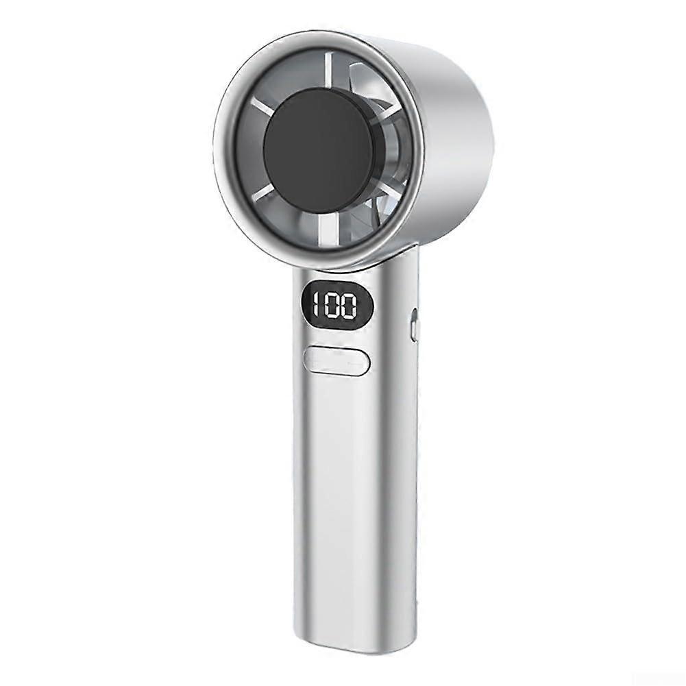 Portable Handheld Fan with 120Speed Airflow Control, Rechargeable USB, Digital Display, Silver