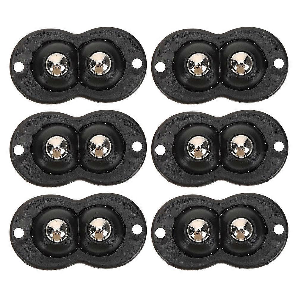 Black Adhesive Caster Wheels for Storage Box 6Pcs Mini Swivel Design