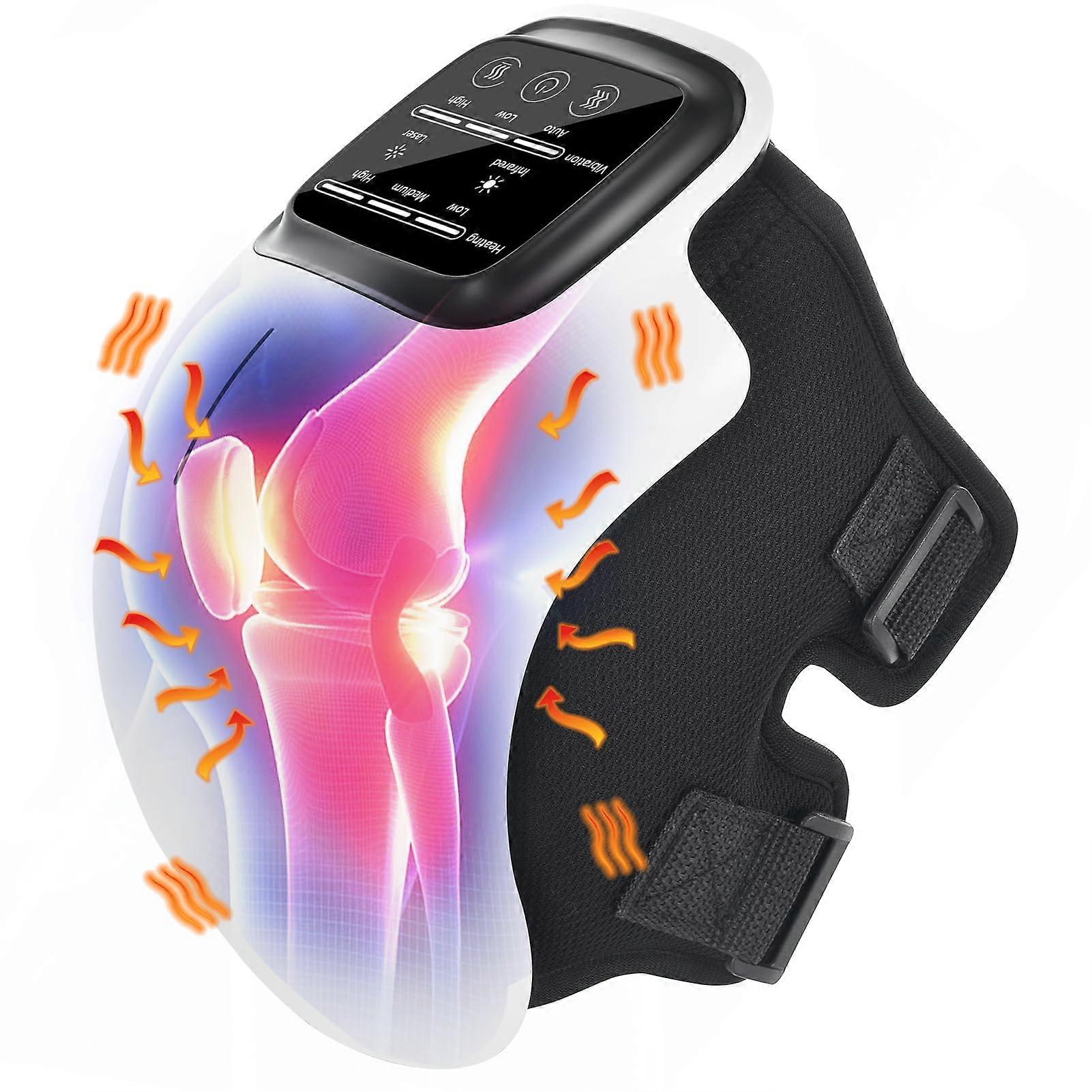 Heated Knee Massager with Vibration, Adjustable Temperature, Large LED Screen, Cordless 48CM Straps