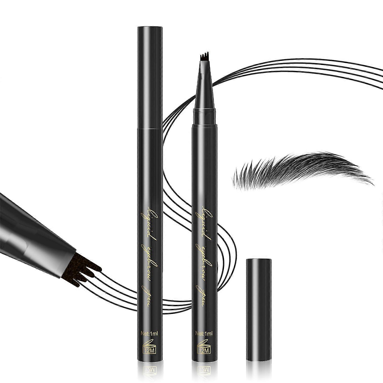 Eyebrow Pencil Microblading Pen with Precision 4Point Tip, Waterproof Smudge Proof Black