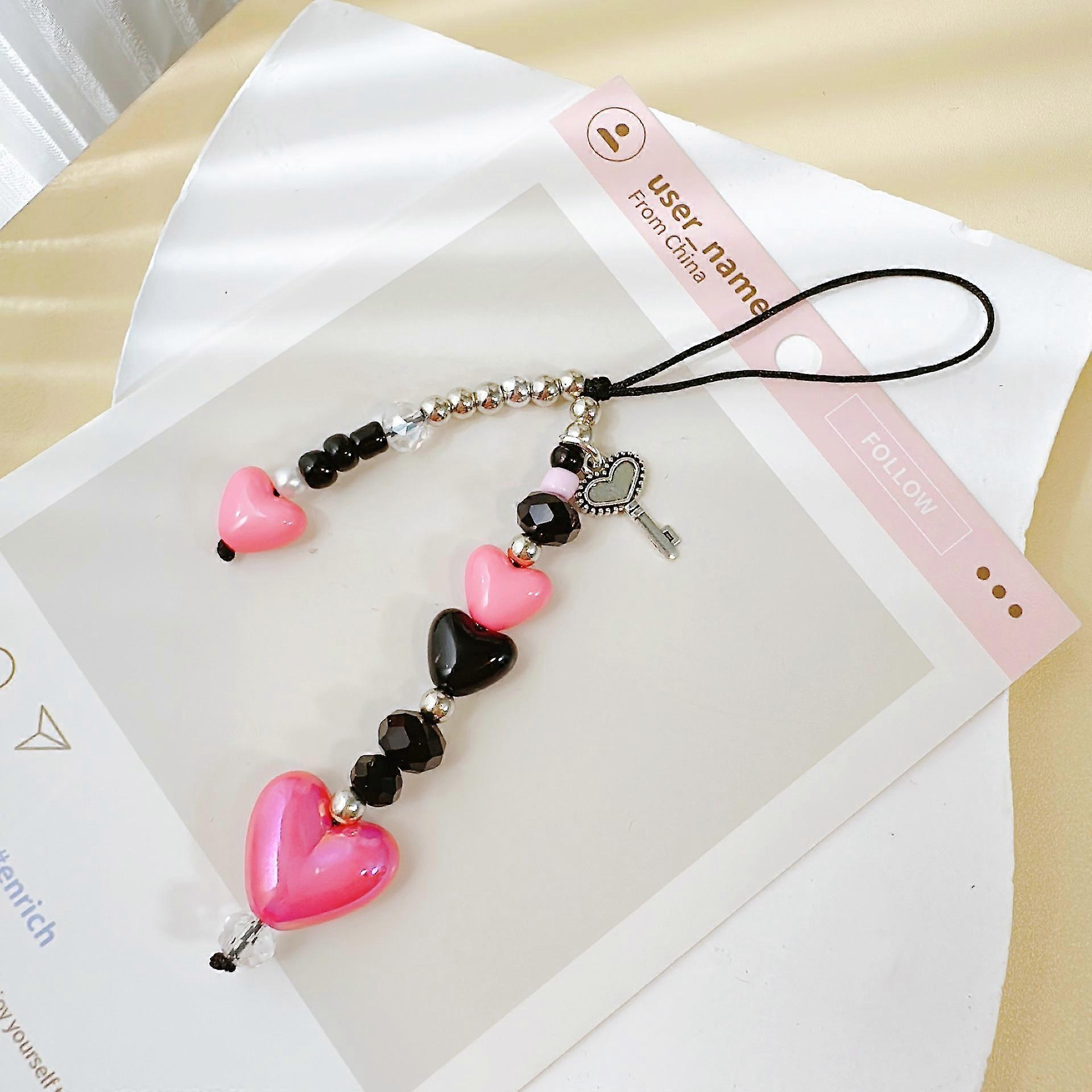 2pcs Trending Creative Diy Phone Case Chain  Style NonMatream Accessory  Beaded Diy Heart
