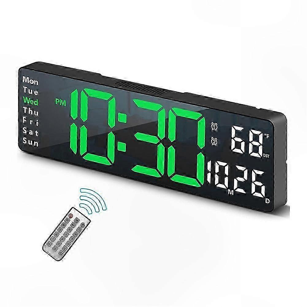 13-Inch LED Wall Clock with Remote Control, Alarm, Date, Week, Timer, and Automatic Dimmer Function