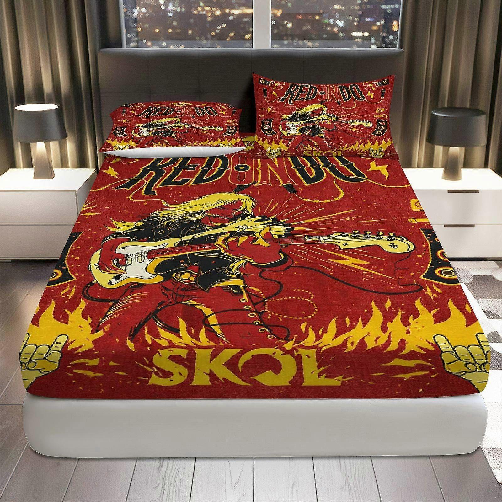 3pcs Rock Fire Guitar Fitted Sheet Three Piece Set