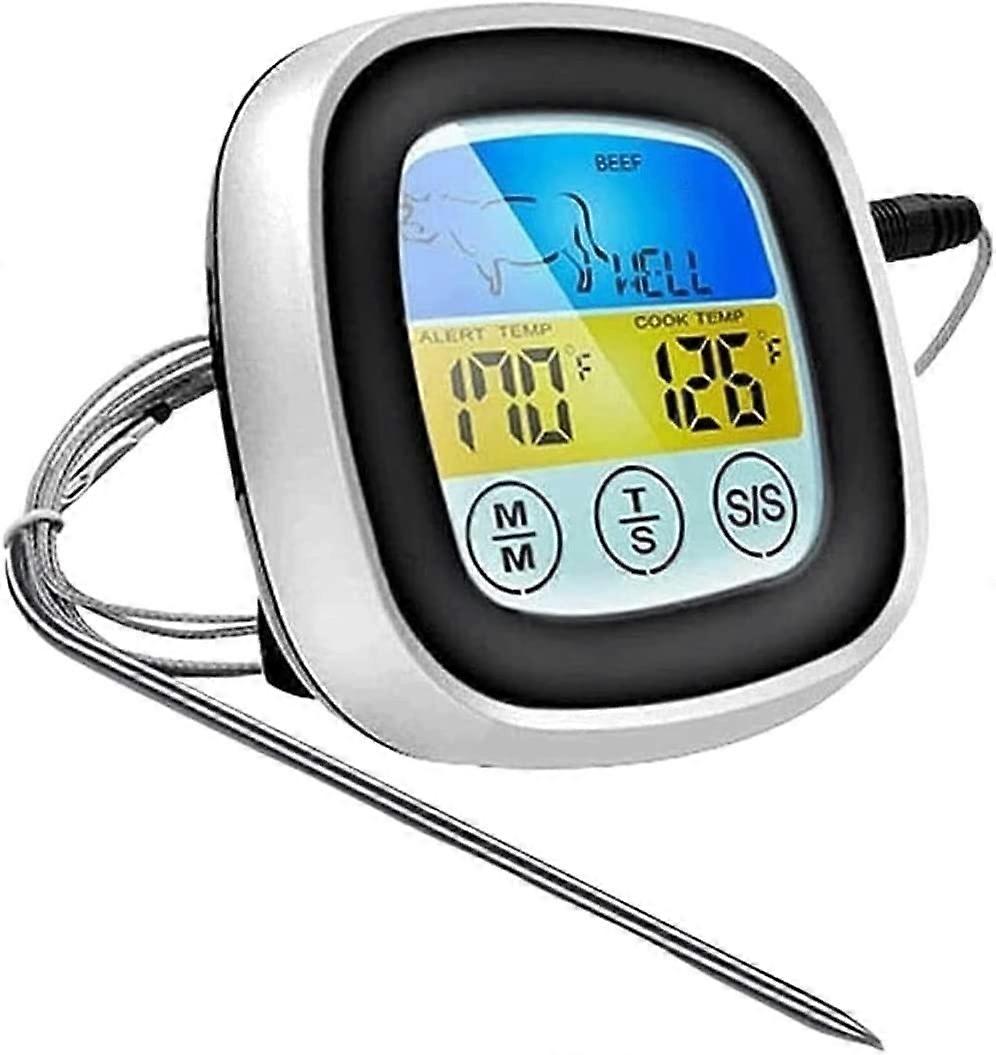 Digital Meat Thermometer Instant Read with Probe Backlight and Timer for Cooking BBQ Grilling