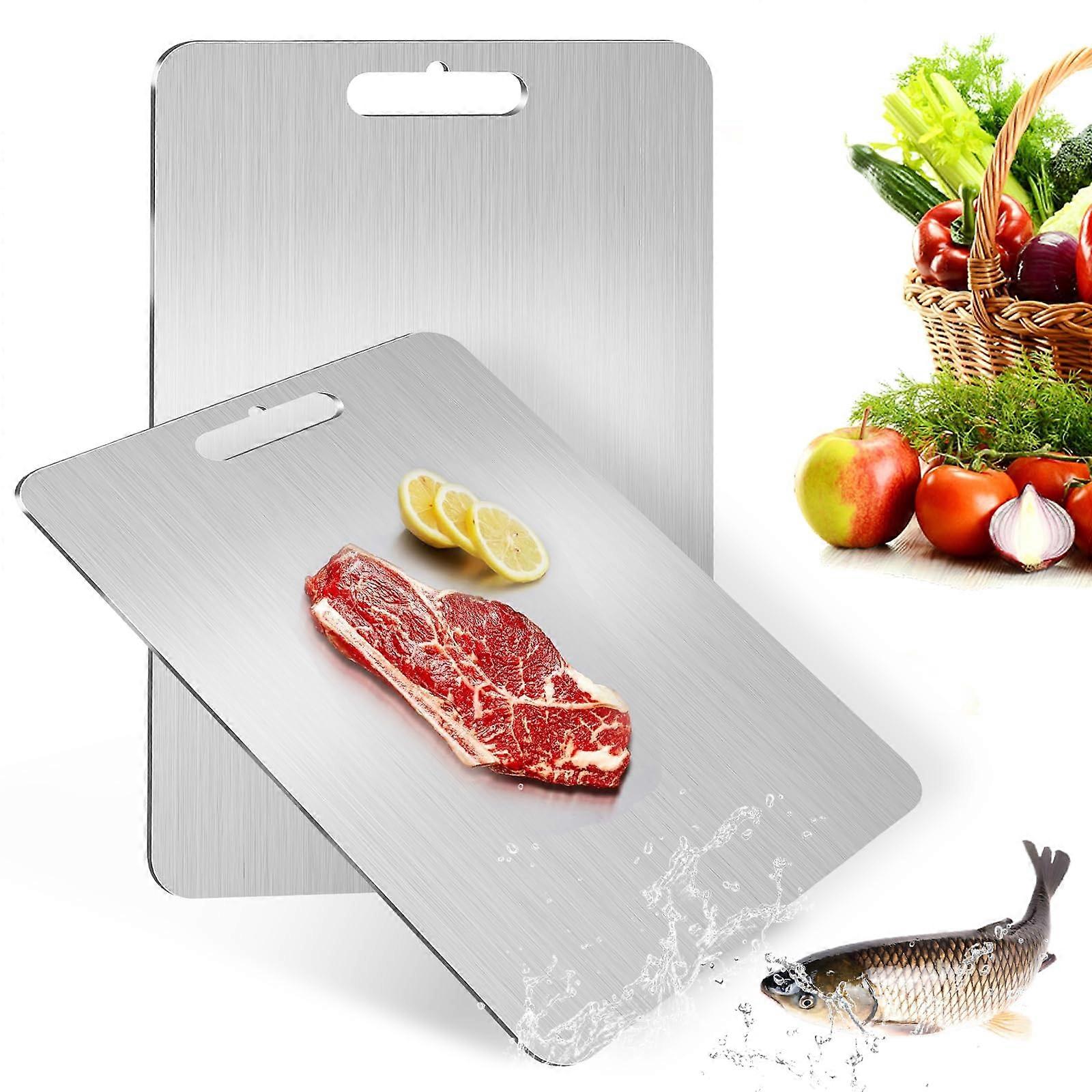 Titanium Cutting Board Set 2 Pack Scratch Resistant Dishwasher Safe EcoFriendly for Kitchen Use