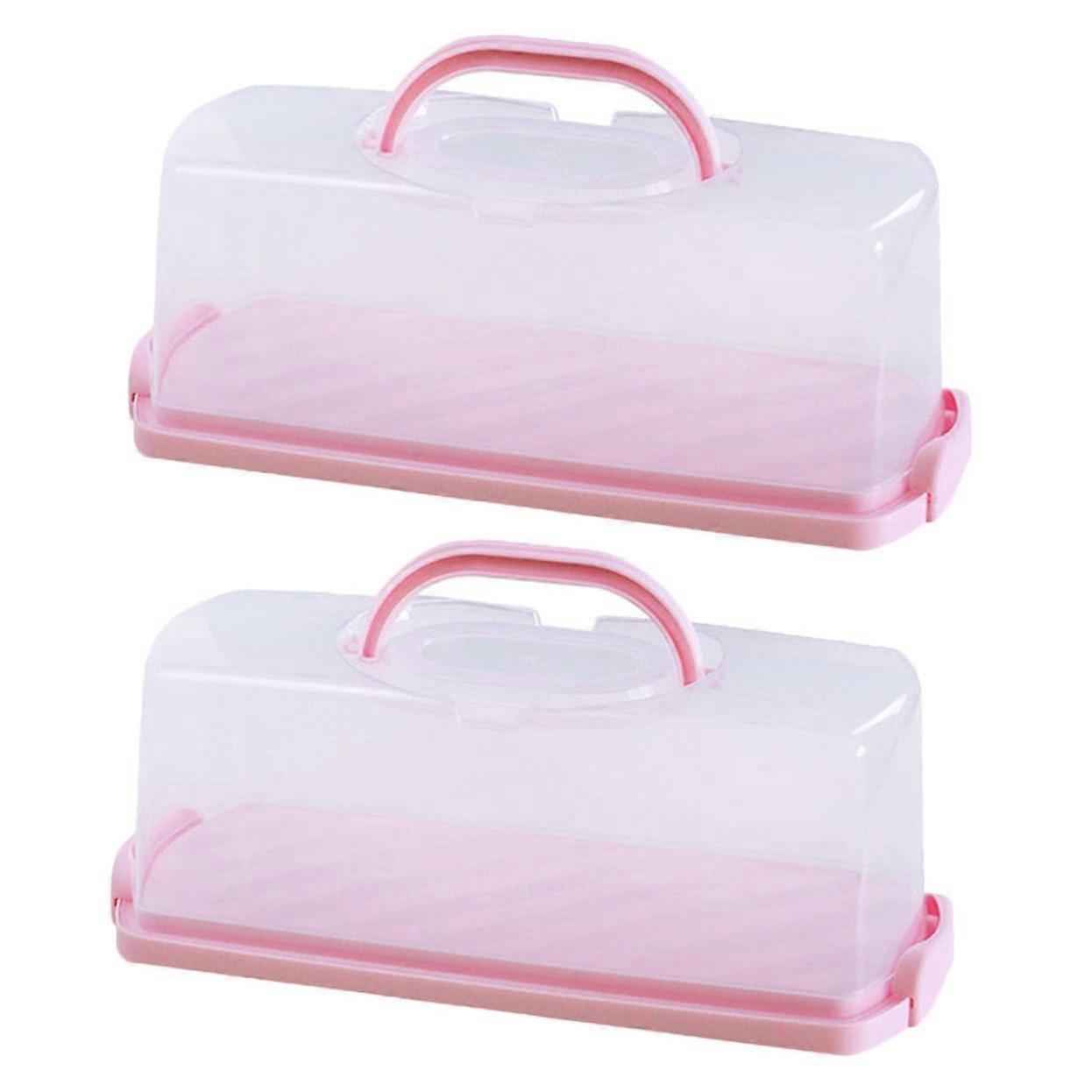 2pcs Bread Storage Container with Lid, Transparent Plastic Bread Keeper for Fresh Loaf, Cake, Pastries