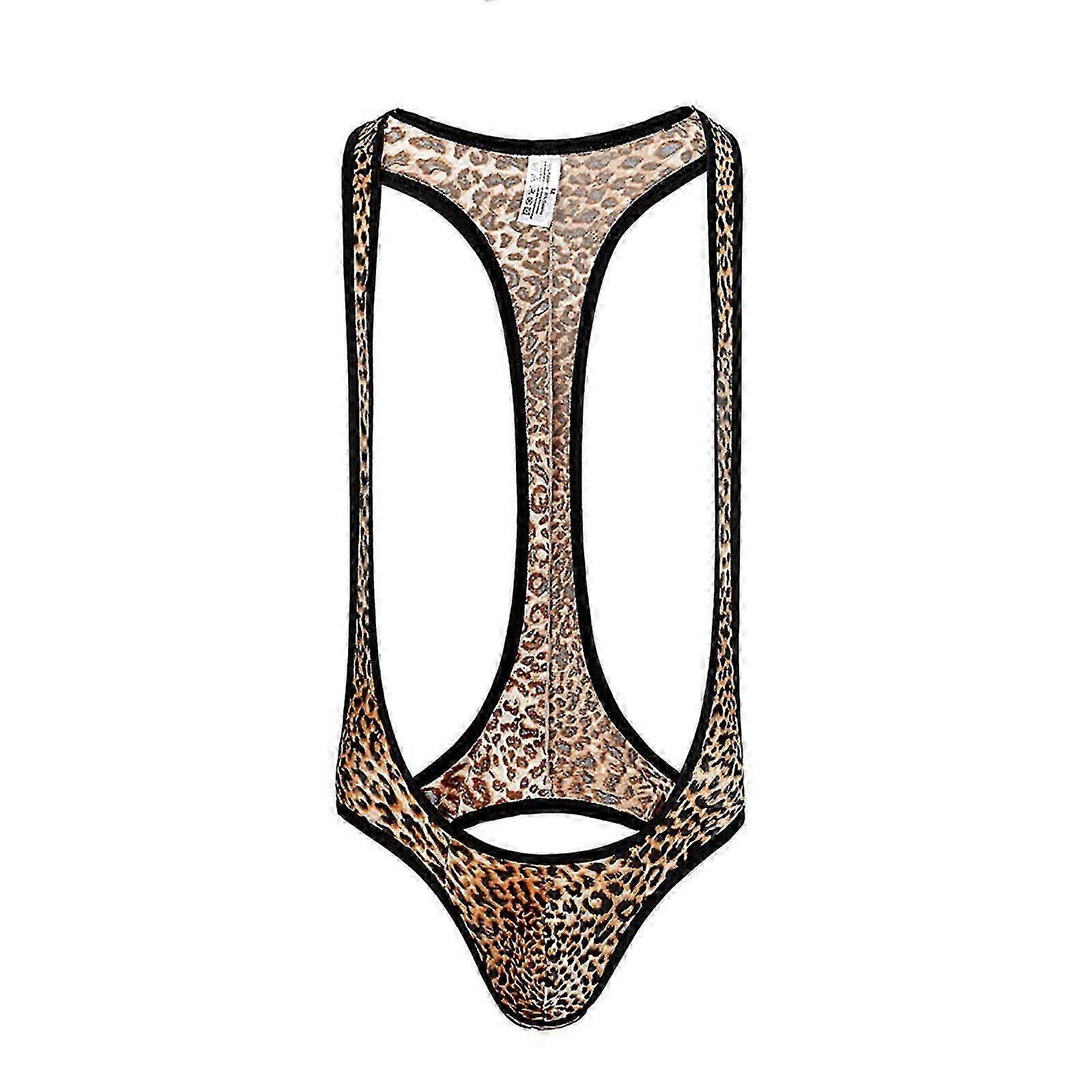 SQLX New Men's Buttless Leopard Print Sexy Underwear