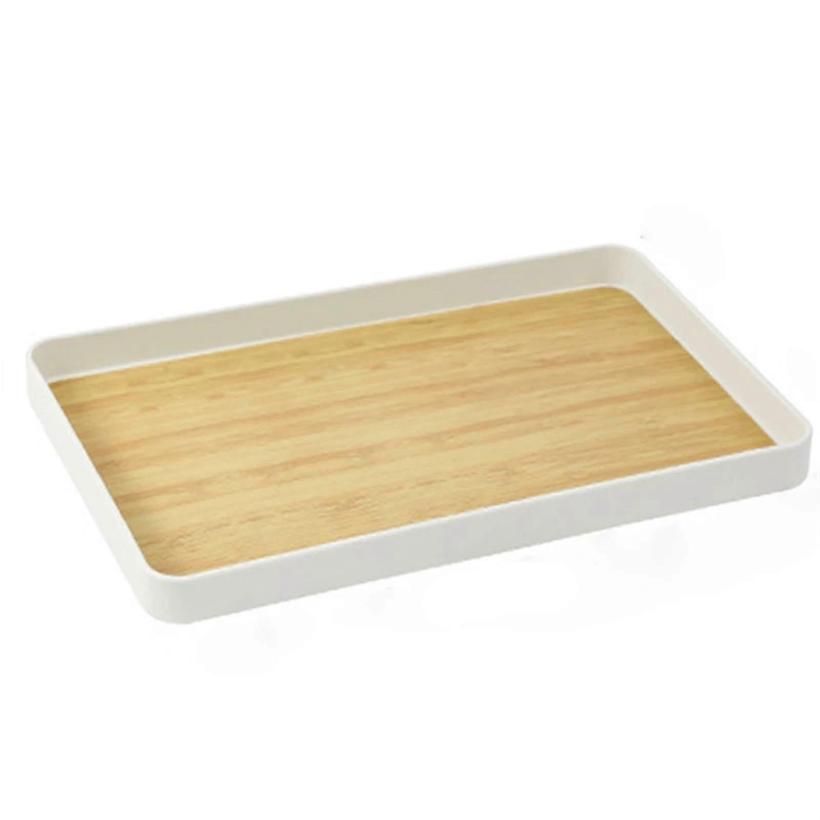 Large Wooden Serving Tray with Handles, Rectangular Tea Tray for Kitchen, Party and Home Décor