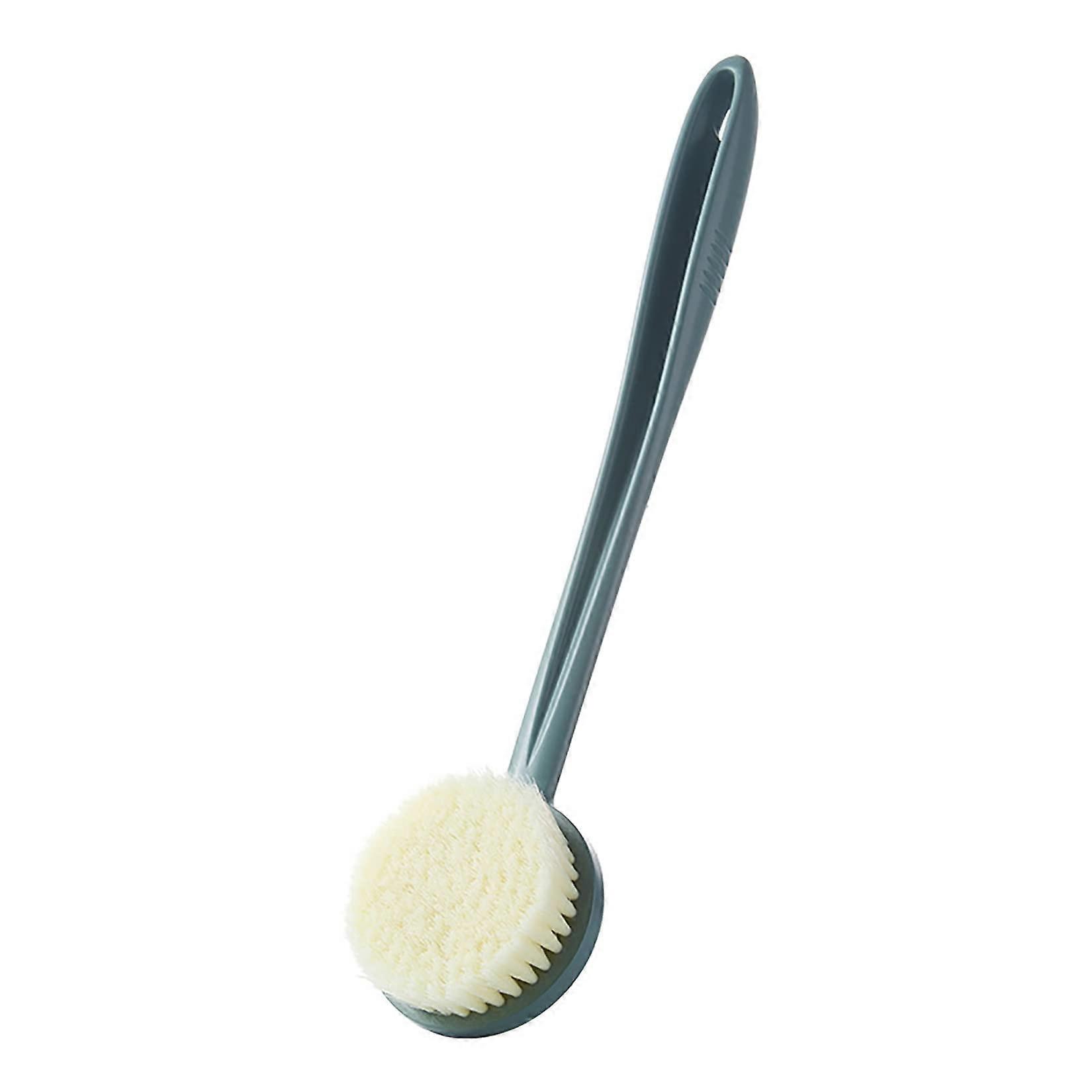 Bath Brush with Long Handle Soft Bristles Shower Back Scrubber Ergonomic Grip Green Plastic