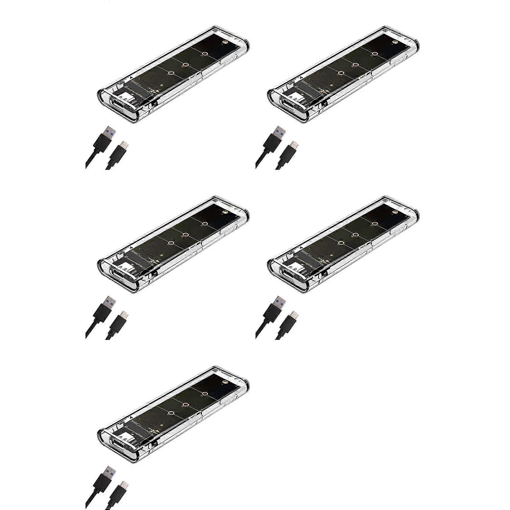 5X M.2 NGFF SATA Dual Protocol SSD Case Clear USB Type C 10Gbps PCI-E M2 SSD Transparent External Enclosure