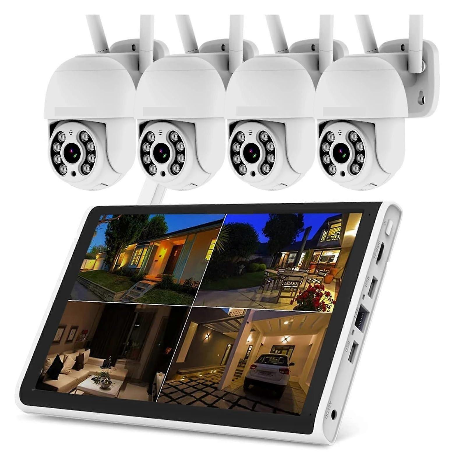 3MP WiFi Security Camera System with 10.1' Monitor, 360° PTZ, TwoWay Audio, 8CH NVR Kit