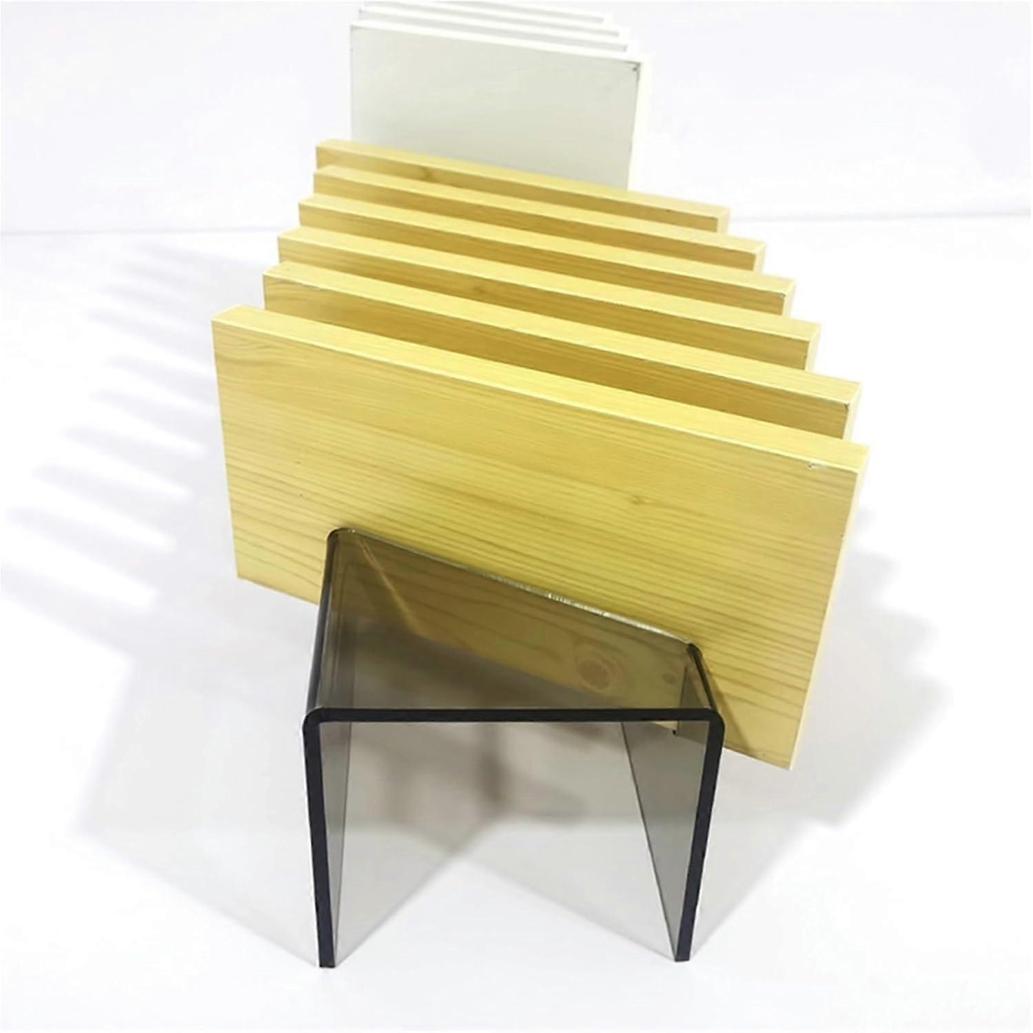 Tile Display Rack Clear Acrylic Holder for 10 Panels Multi Tier Tabletop Organizer Gray