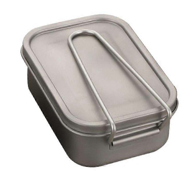Titanium Lunch Box 800ML LeakProof Lid Foldable HeatResistant Handle for Outdoor Camping