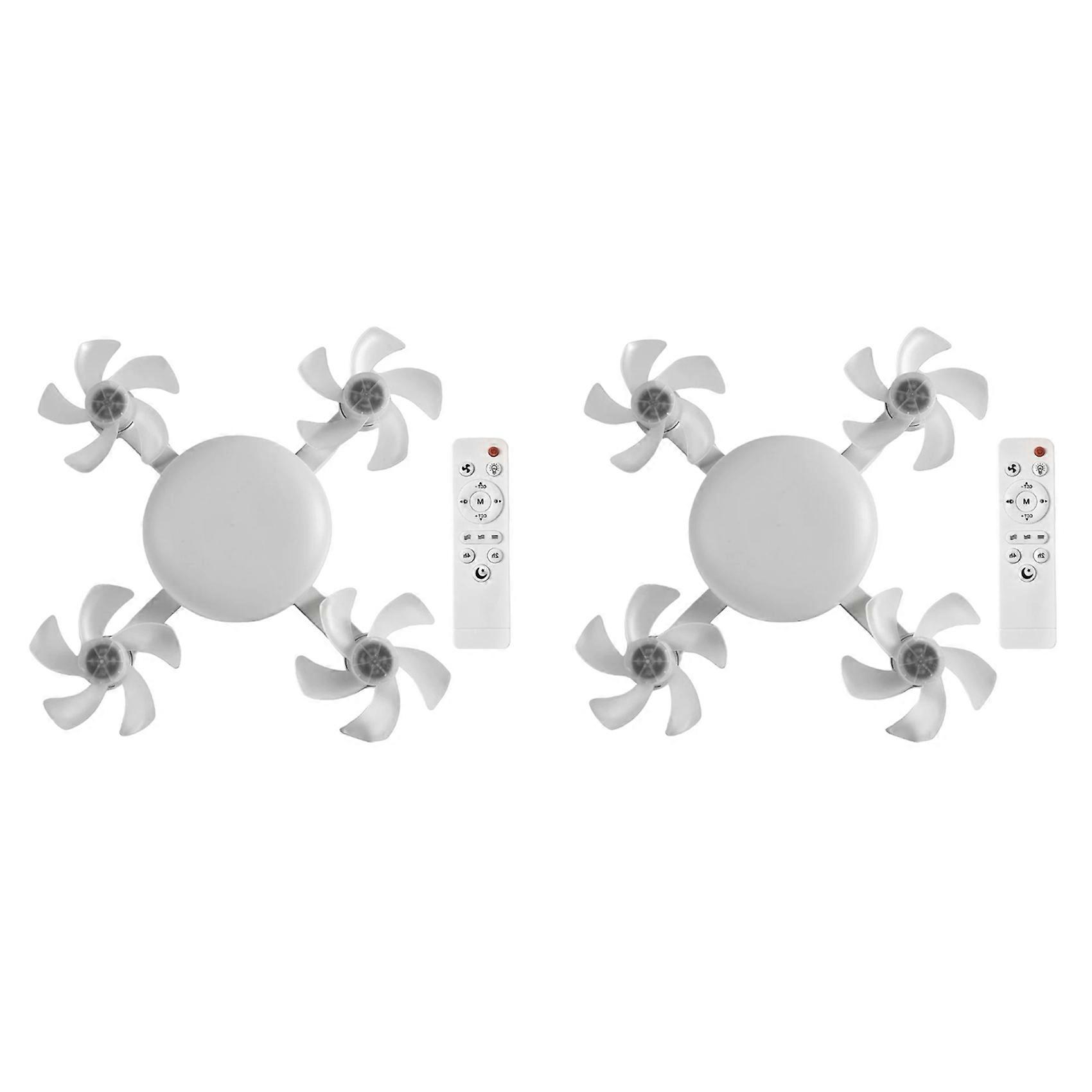 2X E27 LED Ceiling Fan Light with Remote Control Dimmer Function 60W Ceiling Light Drone Shaped Fan Light