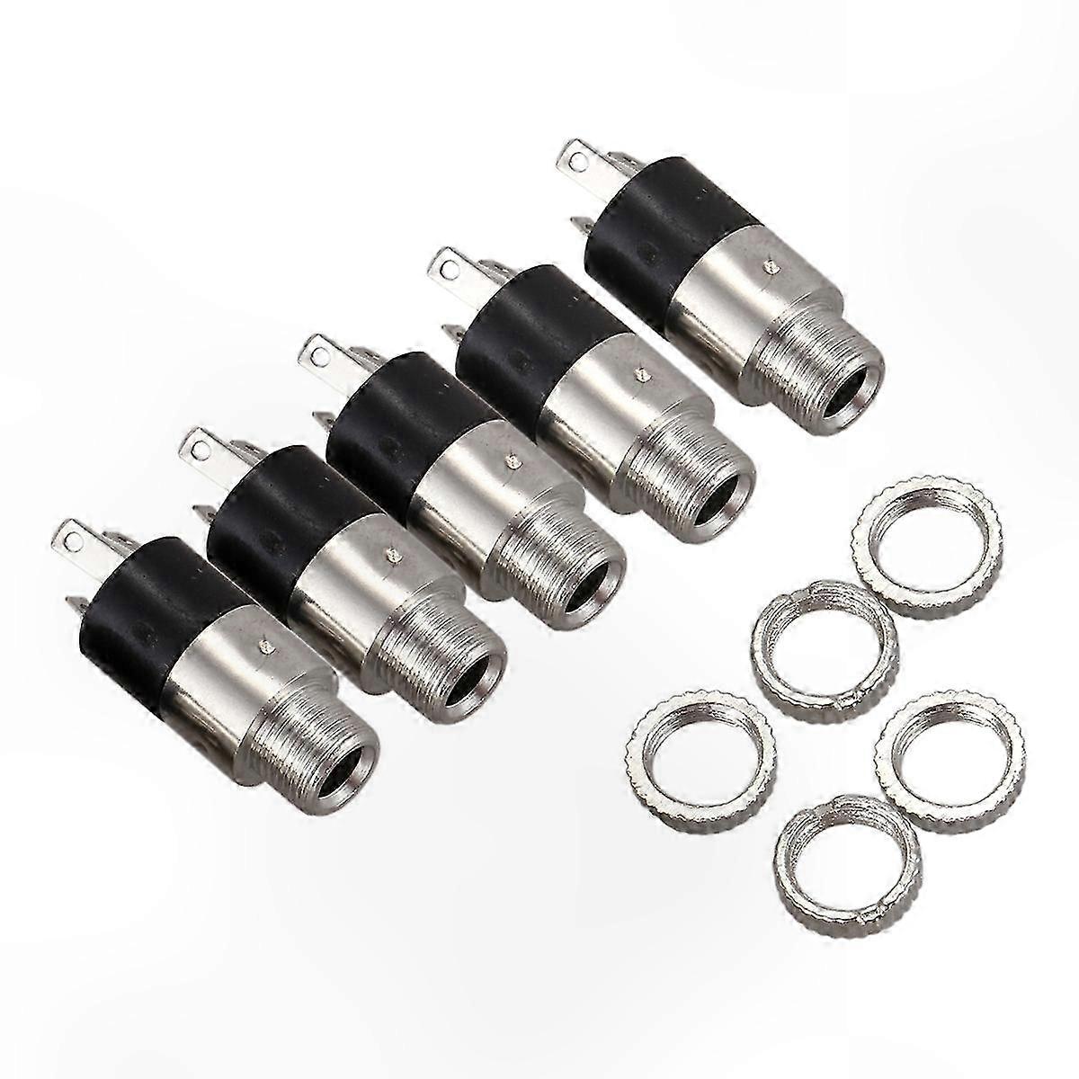 5-Pack 3.5mm Stereo Panel Mount Jack Connectors