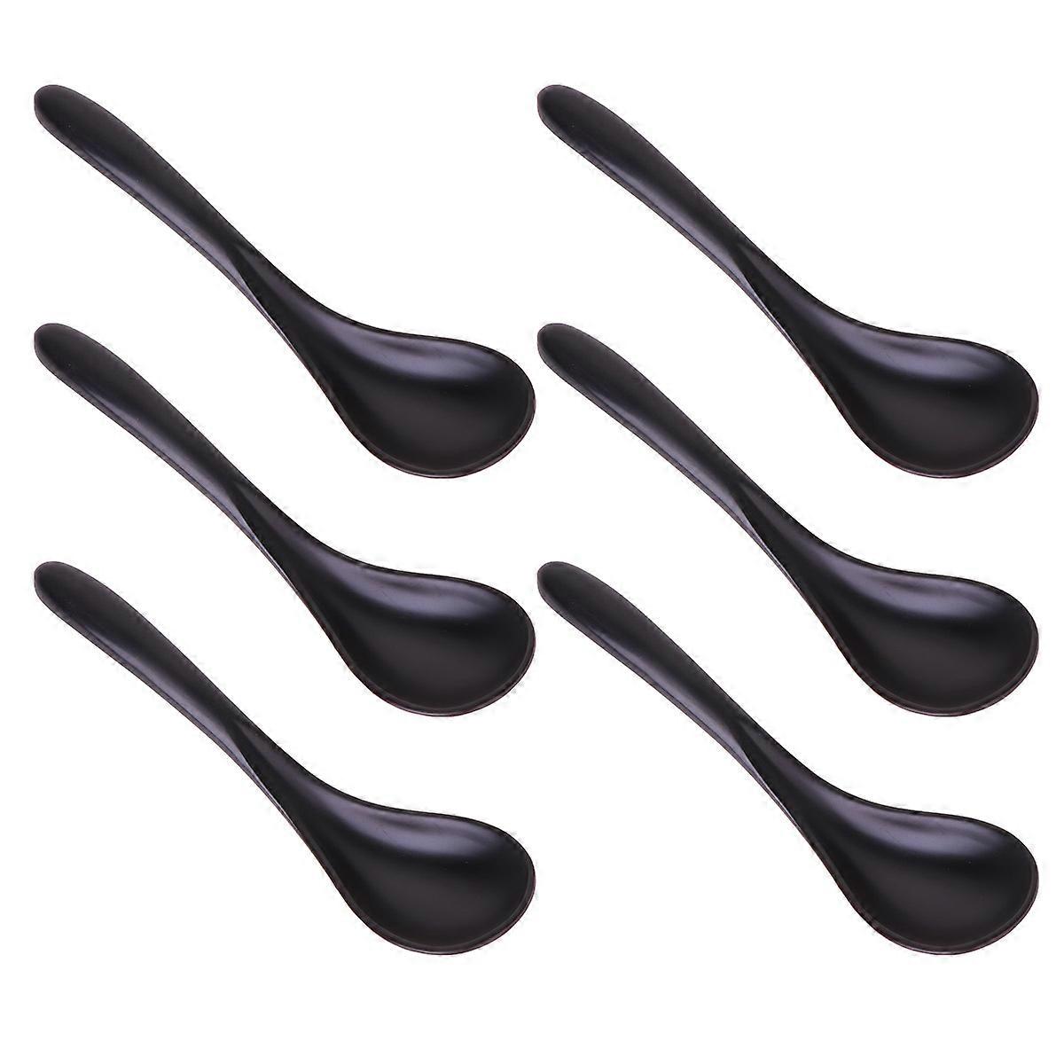 Black Flatware A5 Soup Spoon for Eating 6Pcs Tableware