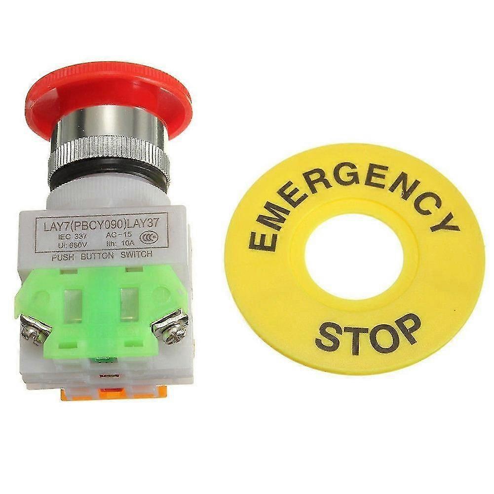 3 x Self Lock E-stop Switch with Warning Cap Equipment Emergency Stop Push Button