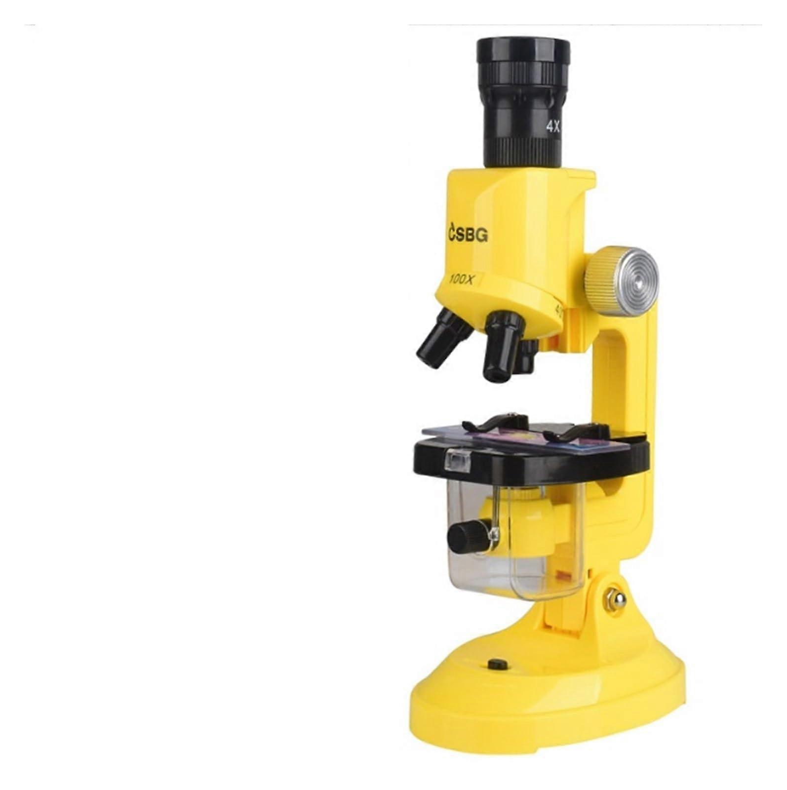 Kids Microscope with LED Light, Three Magnification Levels, Dual Focus for Science Experiments