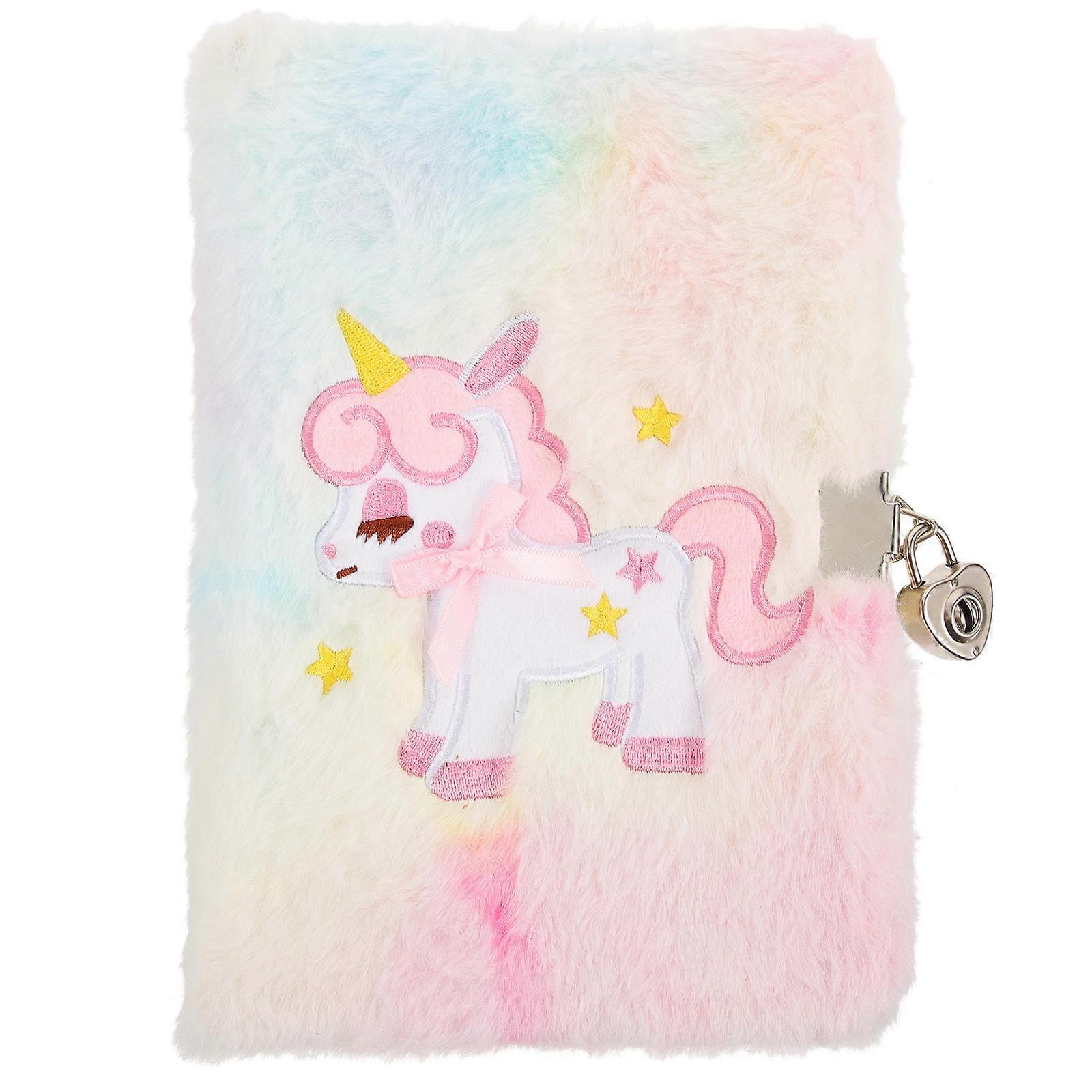 Purple Lockable Diary Plush Notebook for Student 4Pcs Writing Set