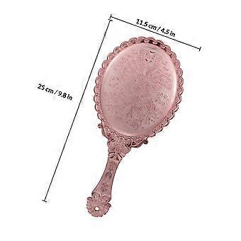 2Pcs Vintage Handheld Mirror Embossed Hand Held Mirror Makeup Mirror for Women Girls