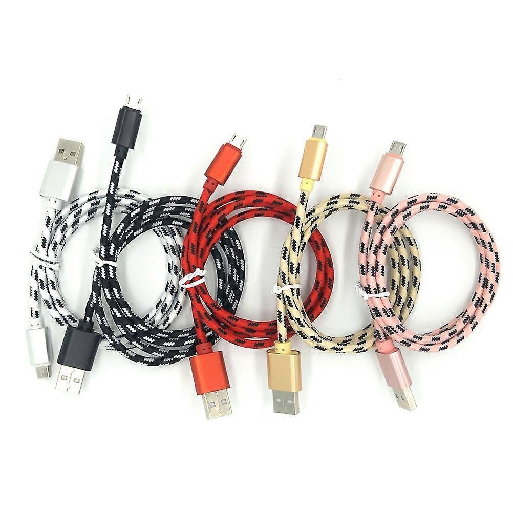 Data Cable Micro USB Charger Cable for Charging 1 Meter Nylon Braided Black
