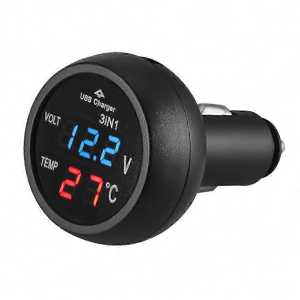 12V/24V bil sigarettenner voltmeter termometer med LCD-skjerm