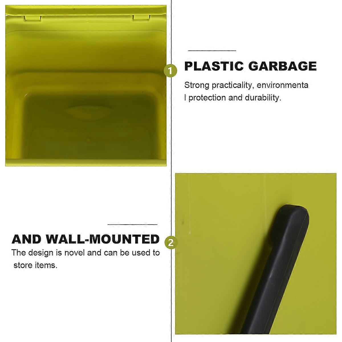 Green Hanging Garbage Container for Storage Simple Kitchen Garbage Bin with Lid