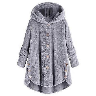 Women's Plus Size Open Front Plush Cardigan Sweater, Hooded, Loose Fit, Winter Wear